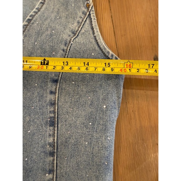Stoosh Vintage Denim Acid Wash Rhinestone Vest NWT Womens Large Western - Picture 5 of 6